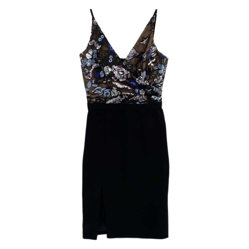 Dress the Population Black Blue Sequin Floral Mini Dress | Size S